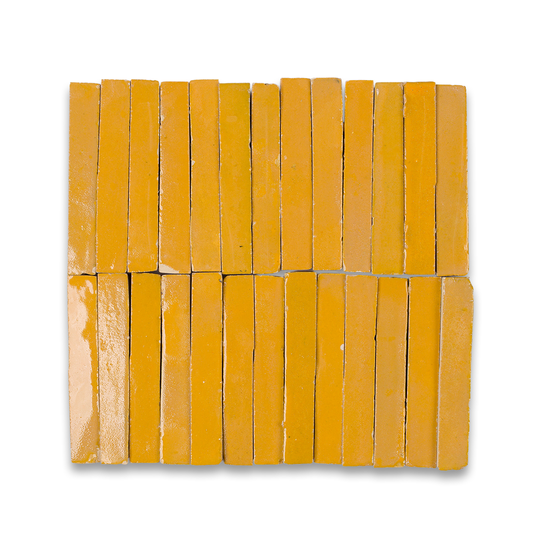 Yellow wooden blocks arranged in a grid pattern on a white background