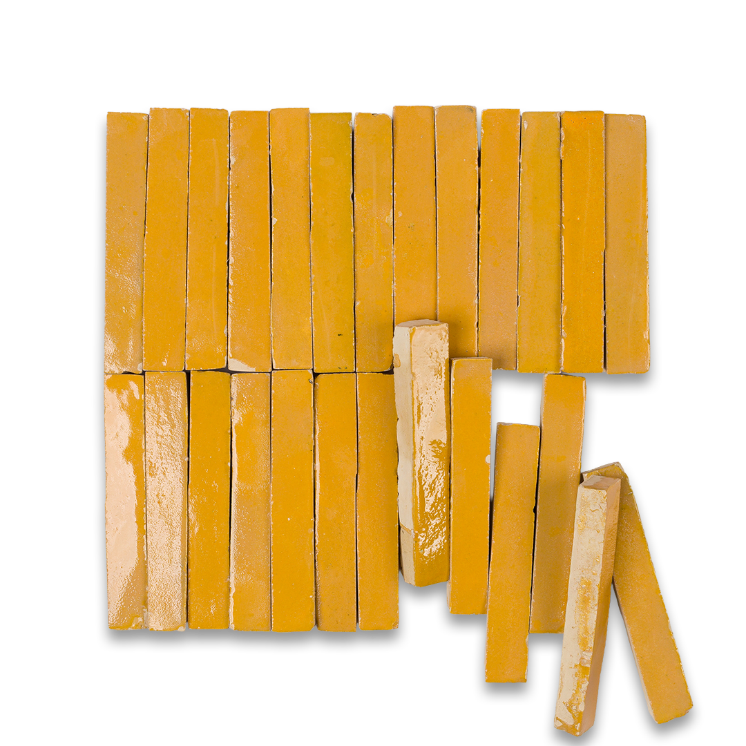 Set of yellow wooden blocks on a white background