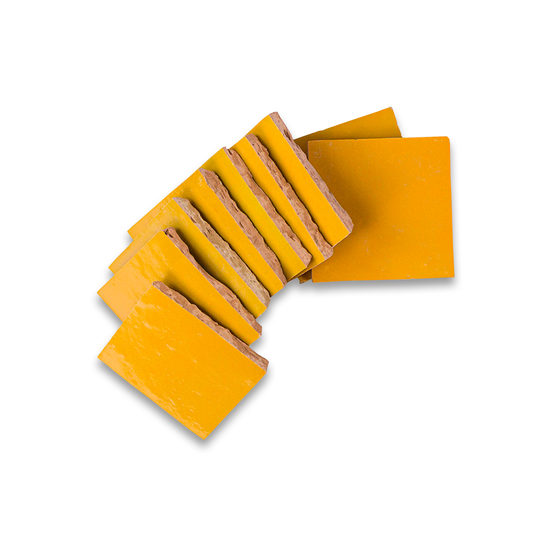Set of yellow cheese slices on a white background