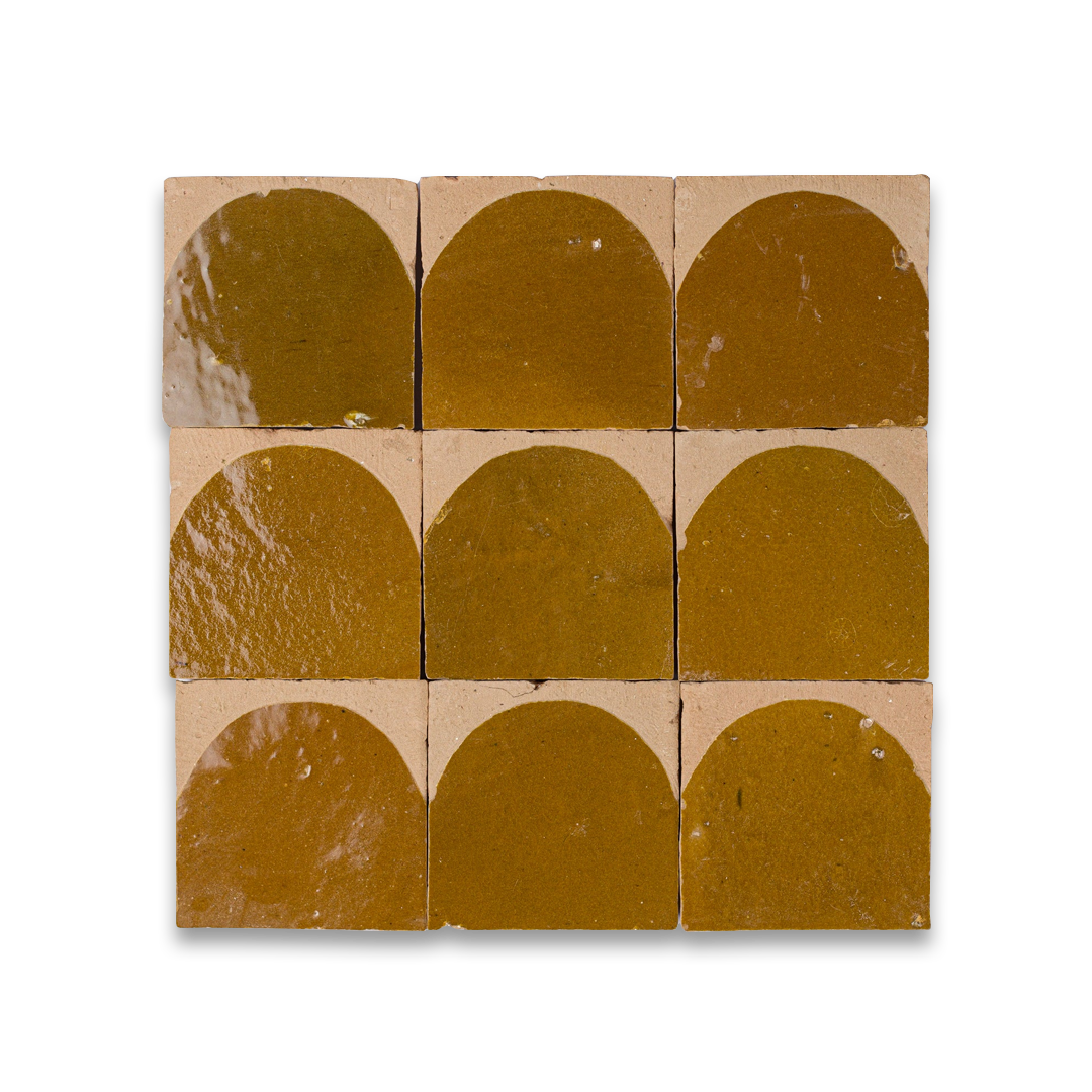 Zellige kitchen backsplash tiles with shine