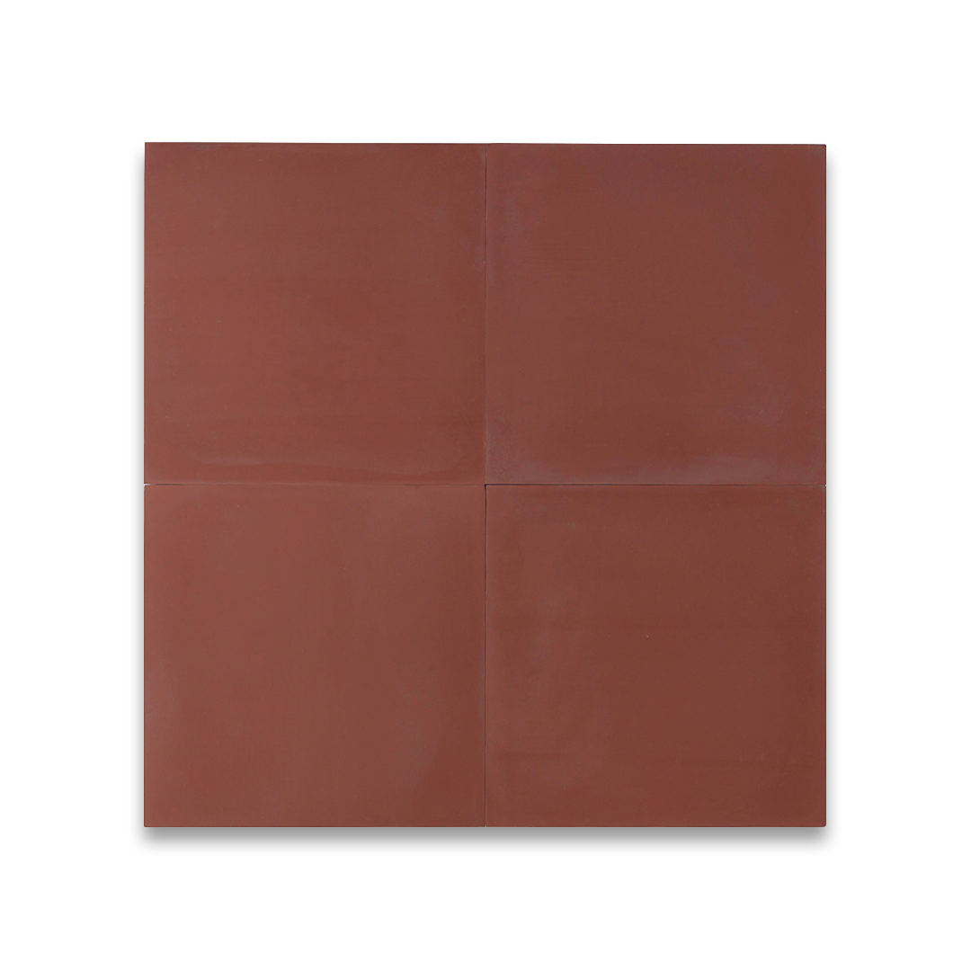Cement tile featuring a solid aubergine purple-brown color with a smooth matte finish, handcrafted surface, ideal for modern, rustic, or Mediterranean interior flooring and wall décor applications.