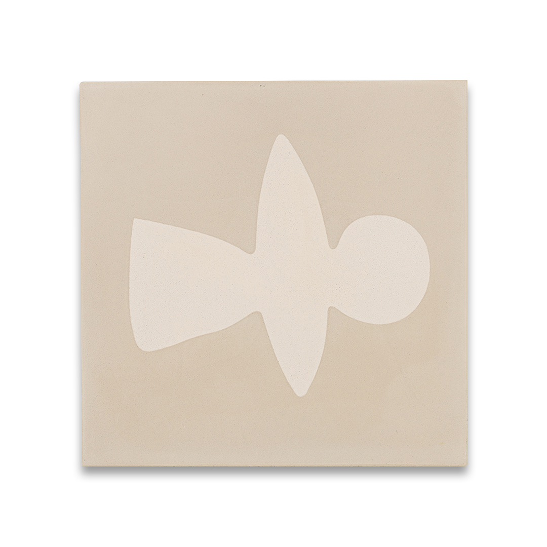 Beige cement tile featuring cream abstract geometric shapes with a modern artistic style, ideal for contemporary interiors, accent walls, or creative patterned floor designs.