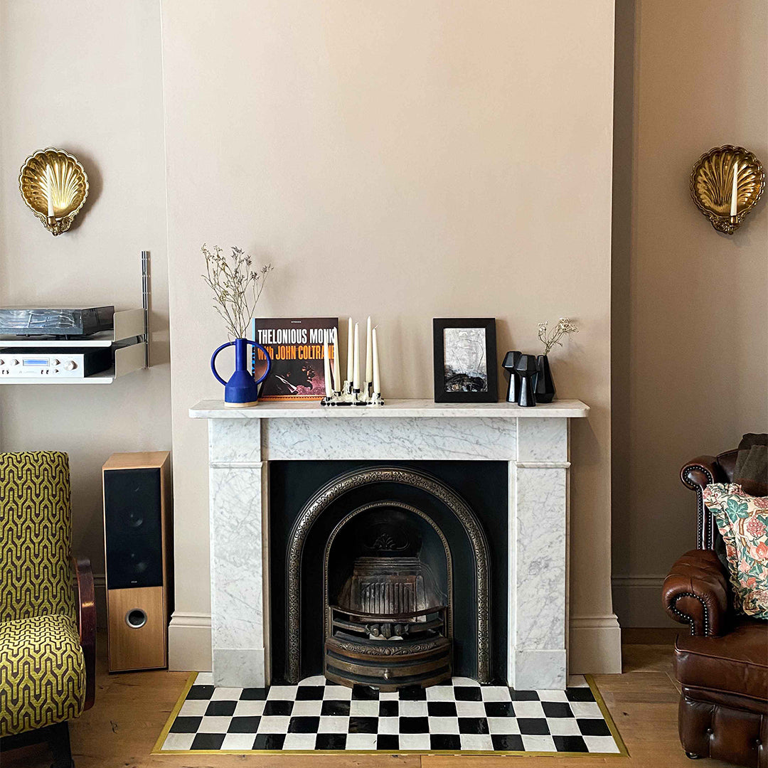 Black Zellige and Fes White Zellige-Fireplace