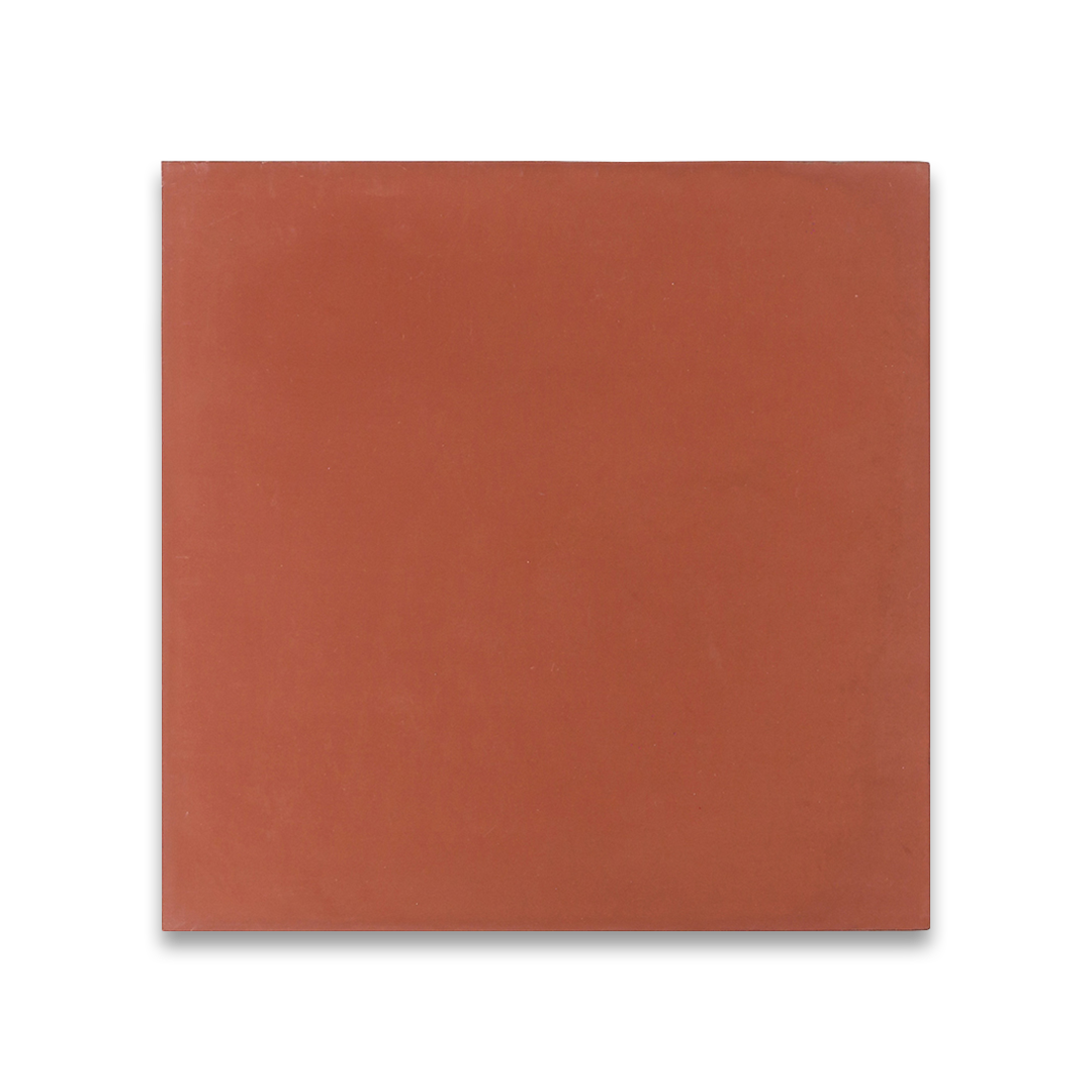 Cement tile featuring a solid burgundy red color with a smooth matte finish, handcrafted surface, ideal for rustic, industrial, or Mediterranean interior flooring and wall décor applications.