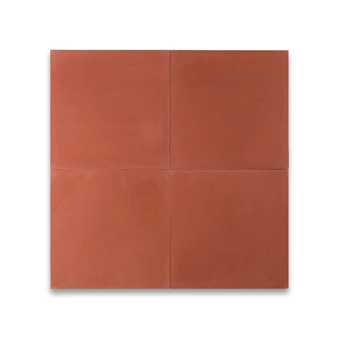 Cement tile featuring a solid burgundy red color with a smooth matte finish, handcrafted surface, ideal for rustic, industrial, or Mediterranean interior flooring and wall décor applications.