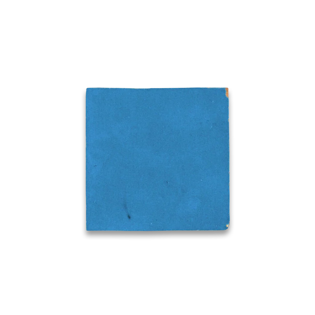 Blue square sticker on a white background