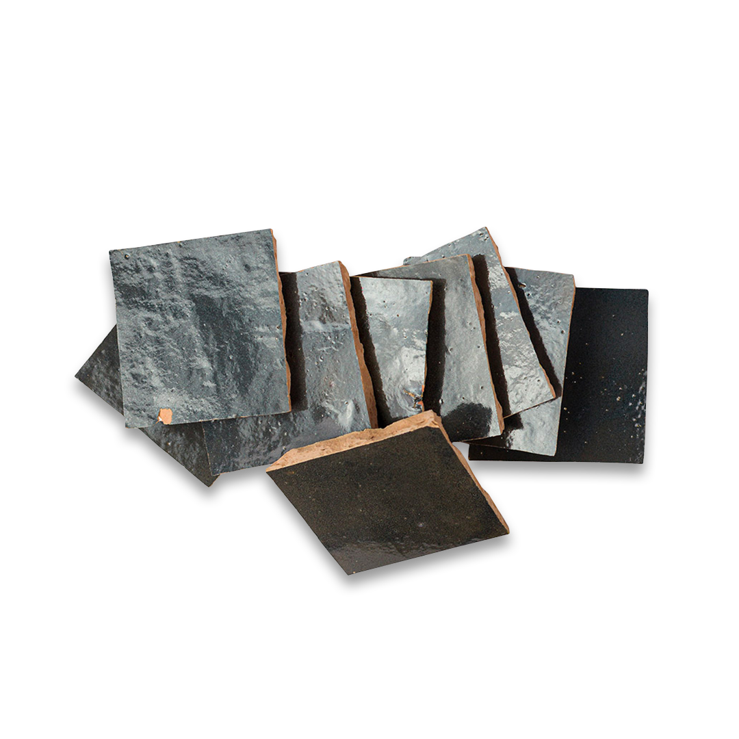 Set of square stone coasters with a marble-like texture on a white background