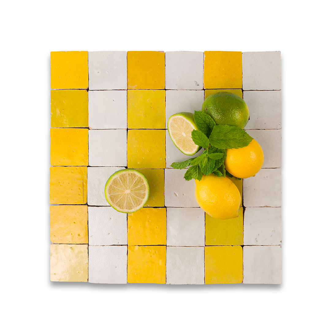 Custom Zellige tiles in mixed color palette