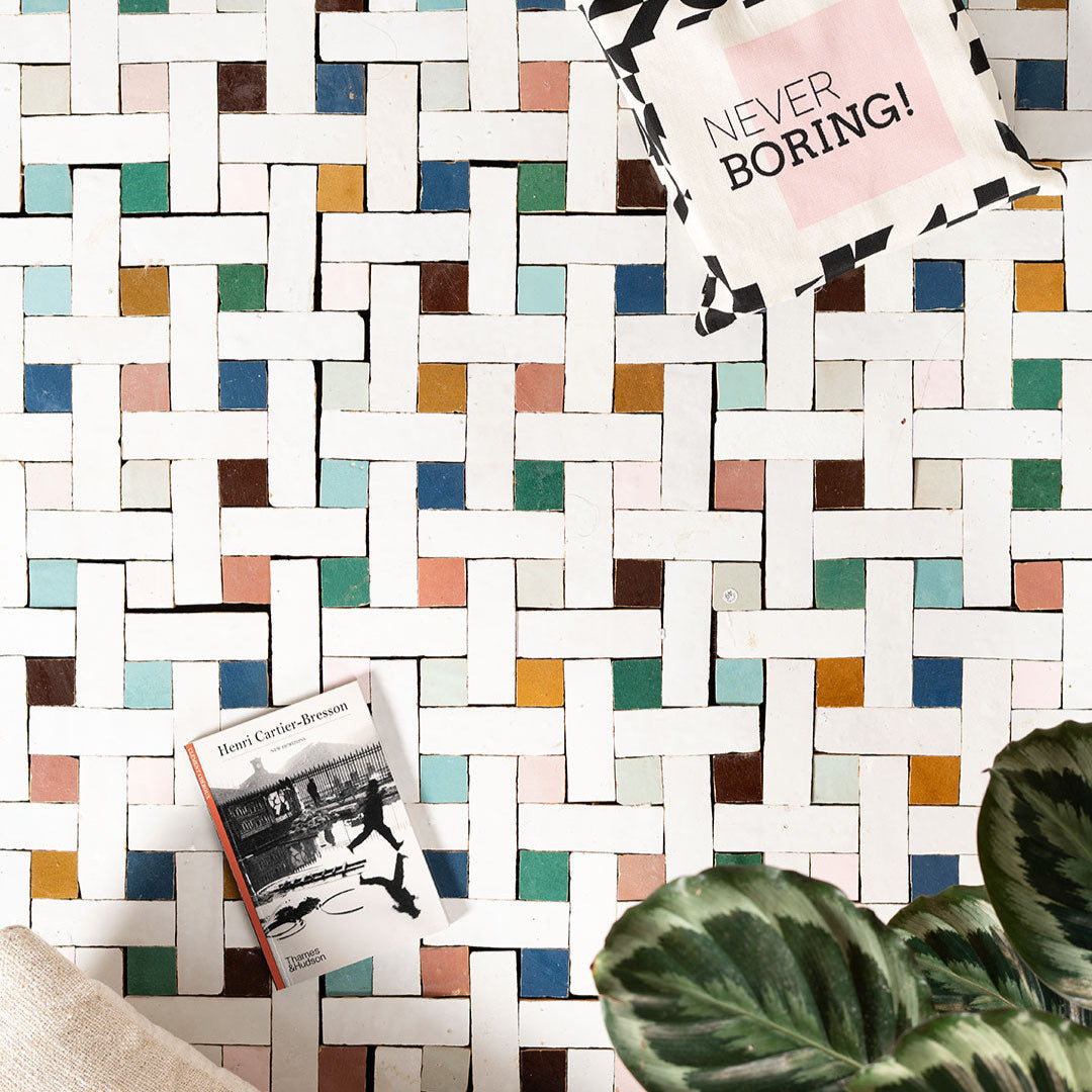 Colorful Mosaic Zellige Squares