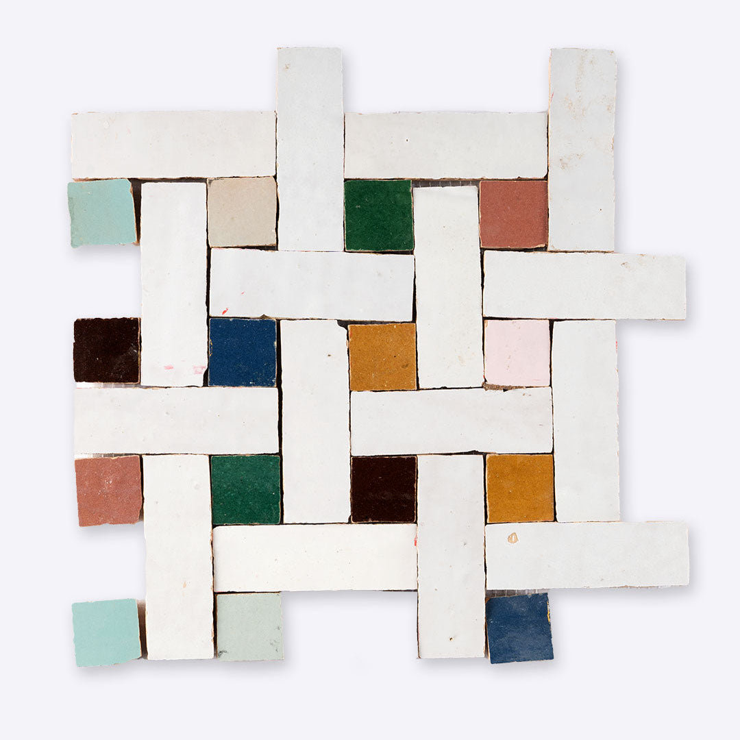 Colorful Mosaic Zellige Squares