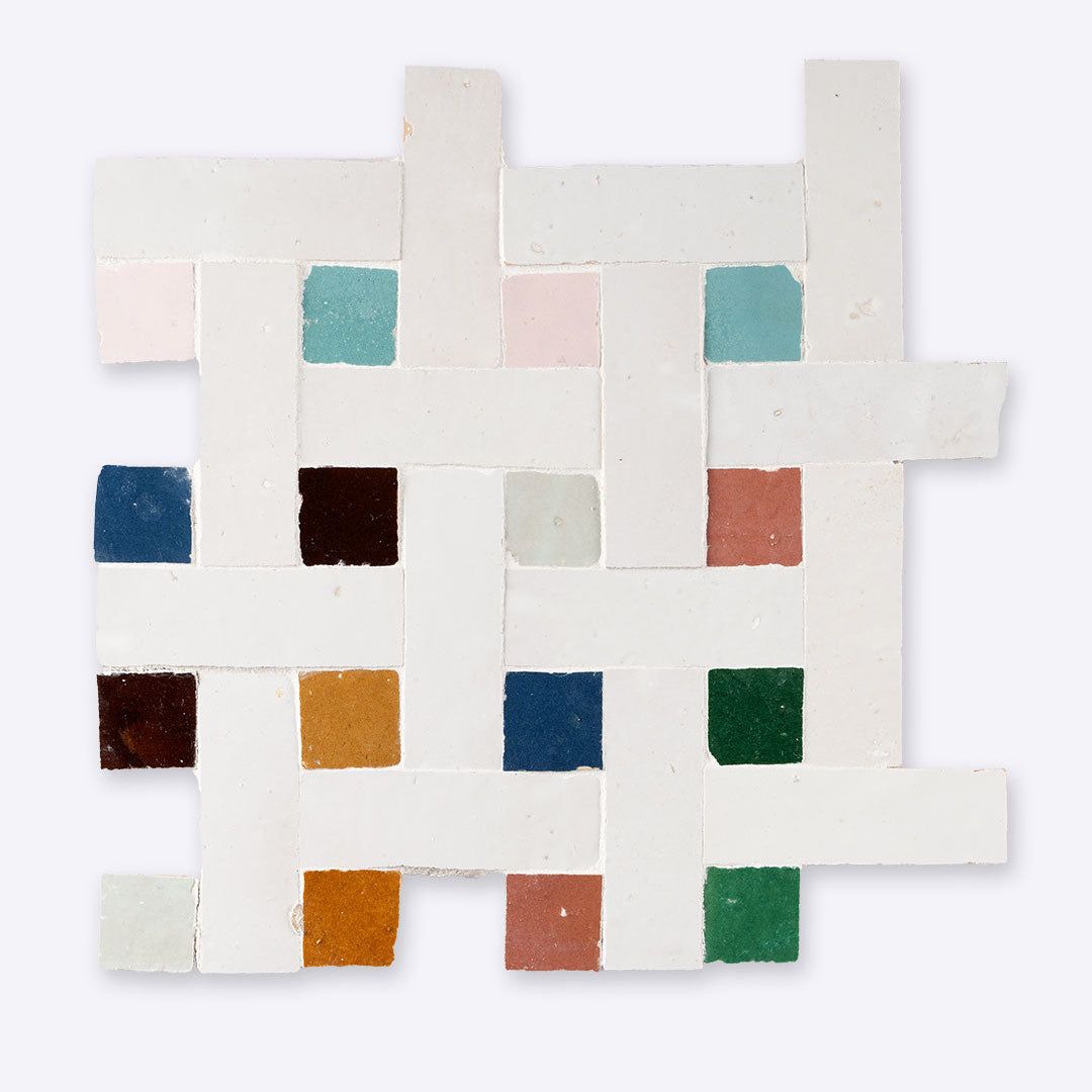 Colorful Mosaic Zellige Squares