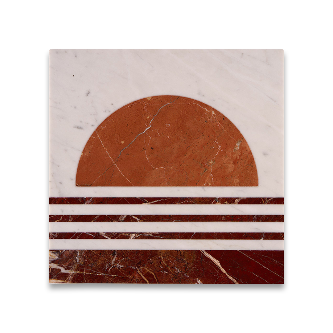 Marble coaster with a semi-circle design on a white background