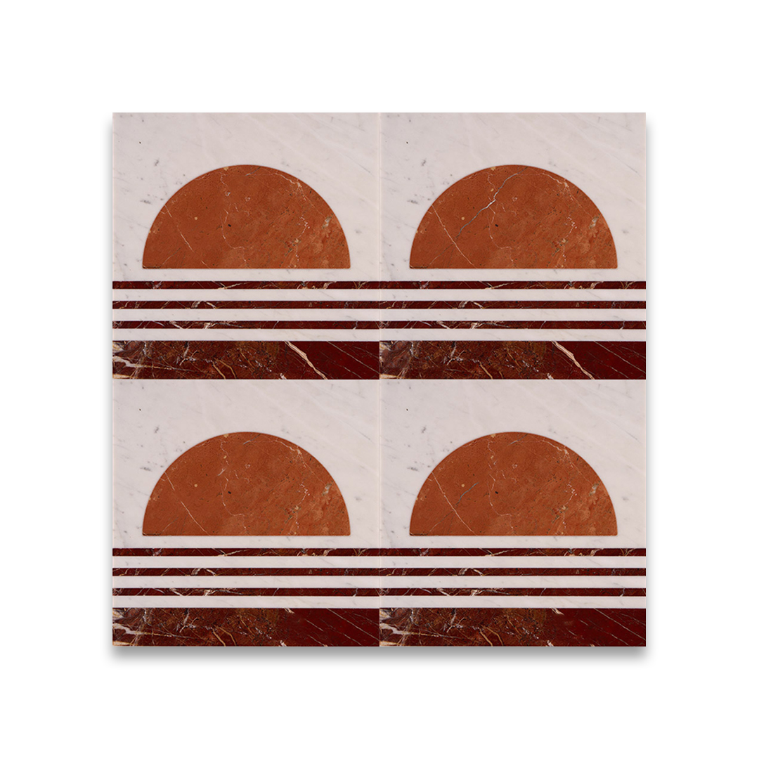Decorative tile with brown abstract design on a white background