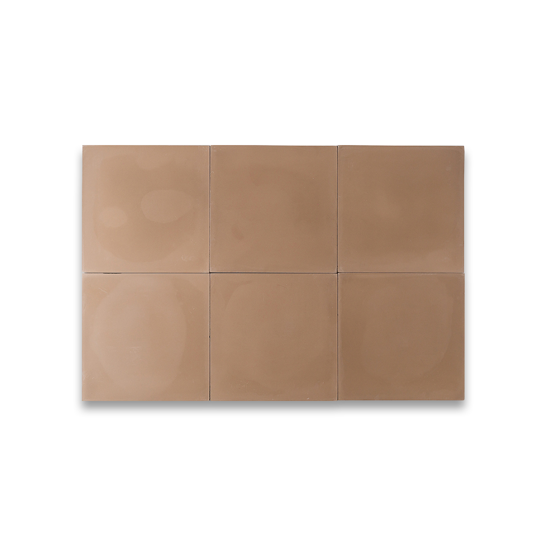 A solid warm brown color with a smooth matte finish, square shape, ideal for rustic, modern, or minimalist interior flooring and wall design applications.