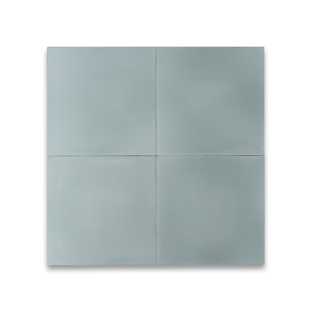 Cement tile featuring a solid muted teal blue color with a smooth matte finish, ideal for minimalist, modern, or contemporary interior flooring, wall cladding, and decorative design applications.