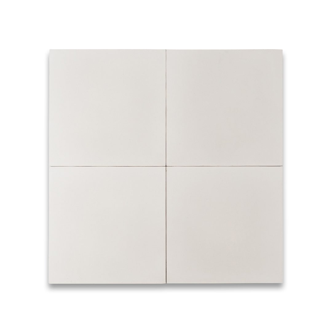 Stacked pure white cement tiles with a smooth matte finish, reflecting minimalist elegance and durability. Ideal for modern interiors, flooring, and wall designs with a clean aesthetic.