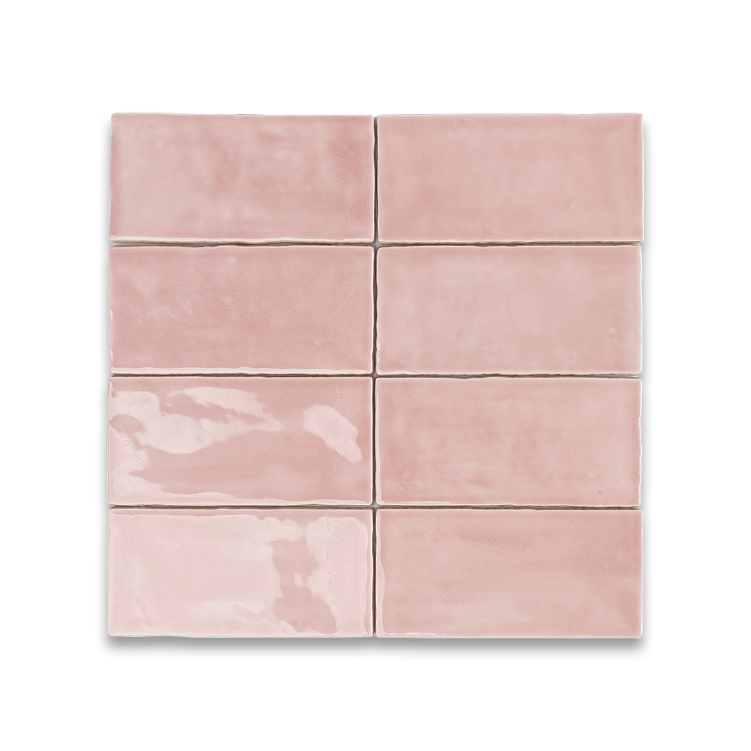 Set of pink tiles on a white background