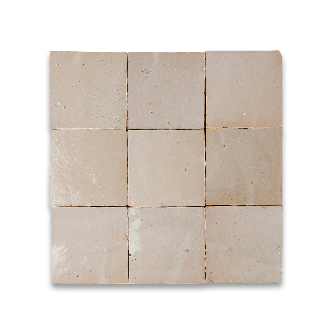 Nine beige square tiles arranged in a 3x3 grid on a white background