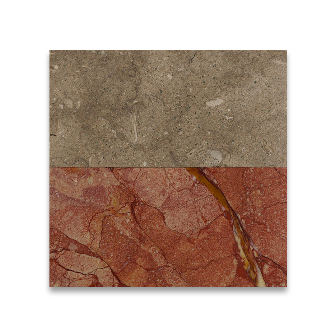 Two different stone textures side by side on a white background