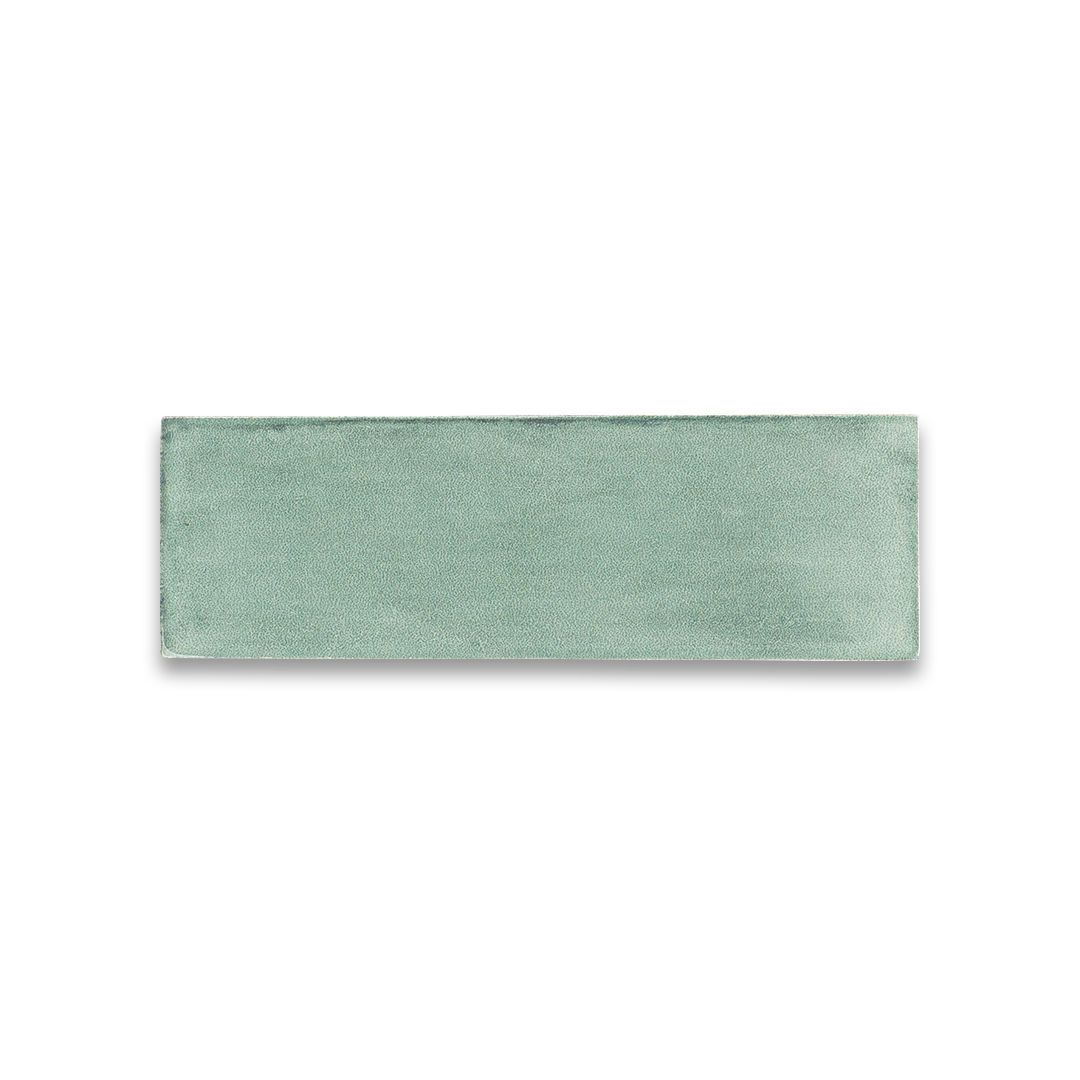 Rectangular green rug on a white background