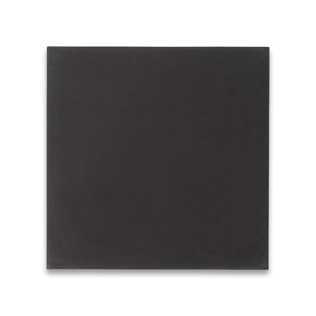 A solid matte black finish with a smooth surface, square shape, ideal for modern, industrial, or minimalist flooring and wall décor applications.