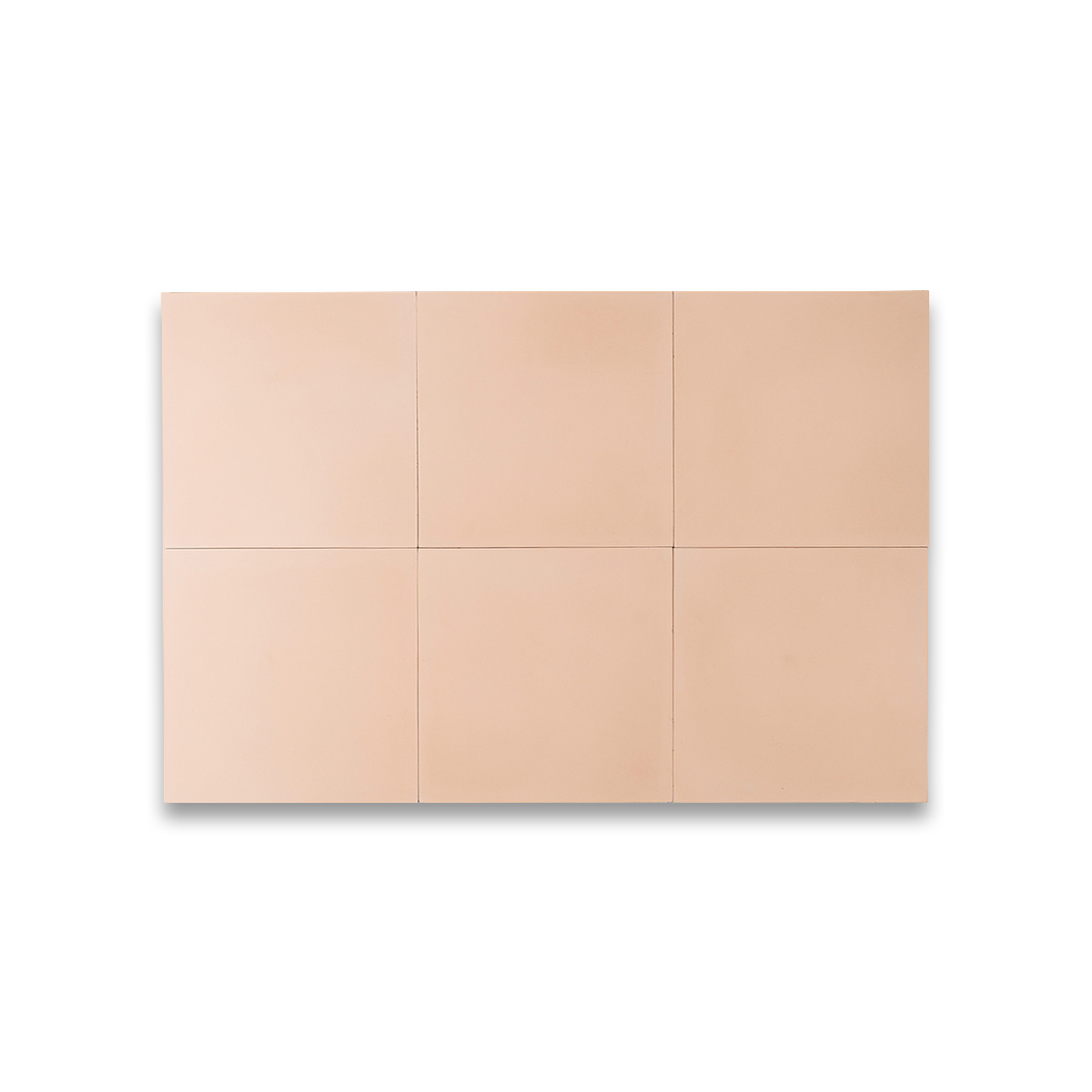 Blush Sandstone cement tile featuring a smooth matte surface in warm peach-beige tone, minimalist solid color design ideal for modern flooring, wall cladding, and interior décor applications.