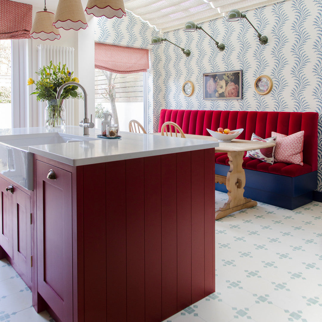 Contemporary cement tile featuring a soft beige base with subtle sage green corner accents, ideal for minimalist interiors, geometric wall layouts, or modern floor designs.