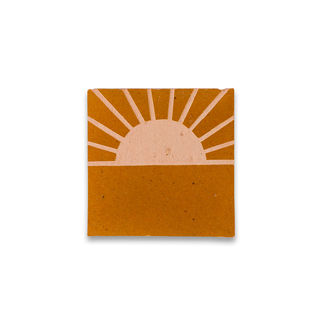 Zellige bathroom tiles in a warm palette