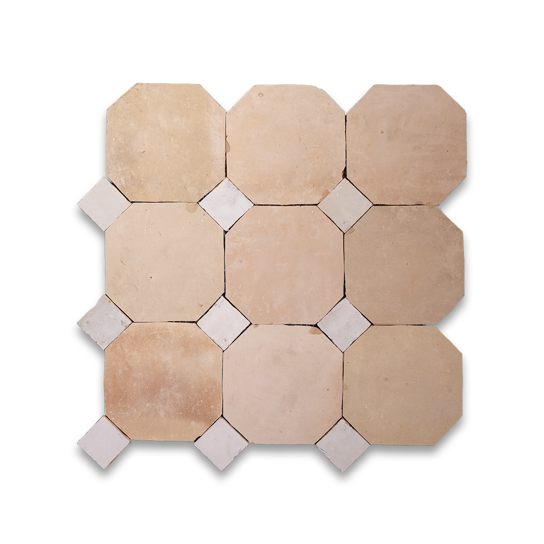 Terracotta White Octagon Zellige
