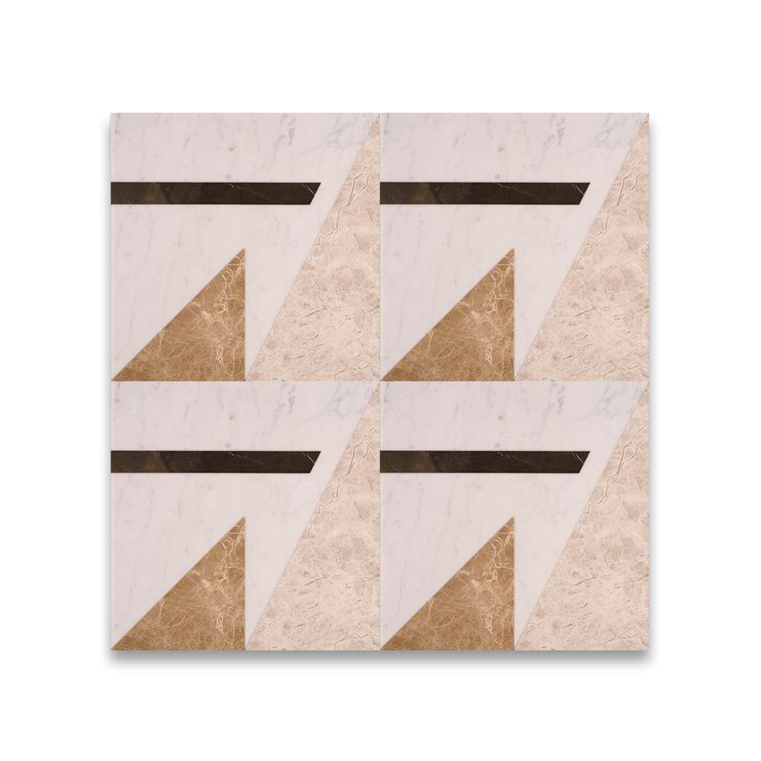 Decorative tile with geometric pattern on a white background