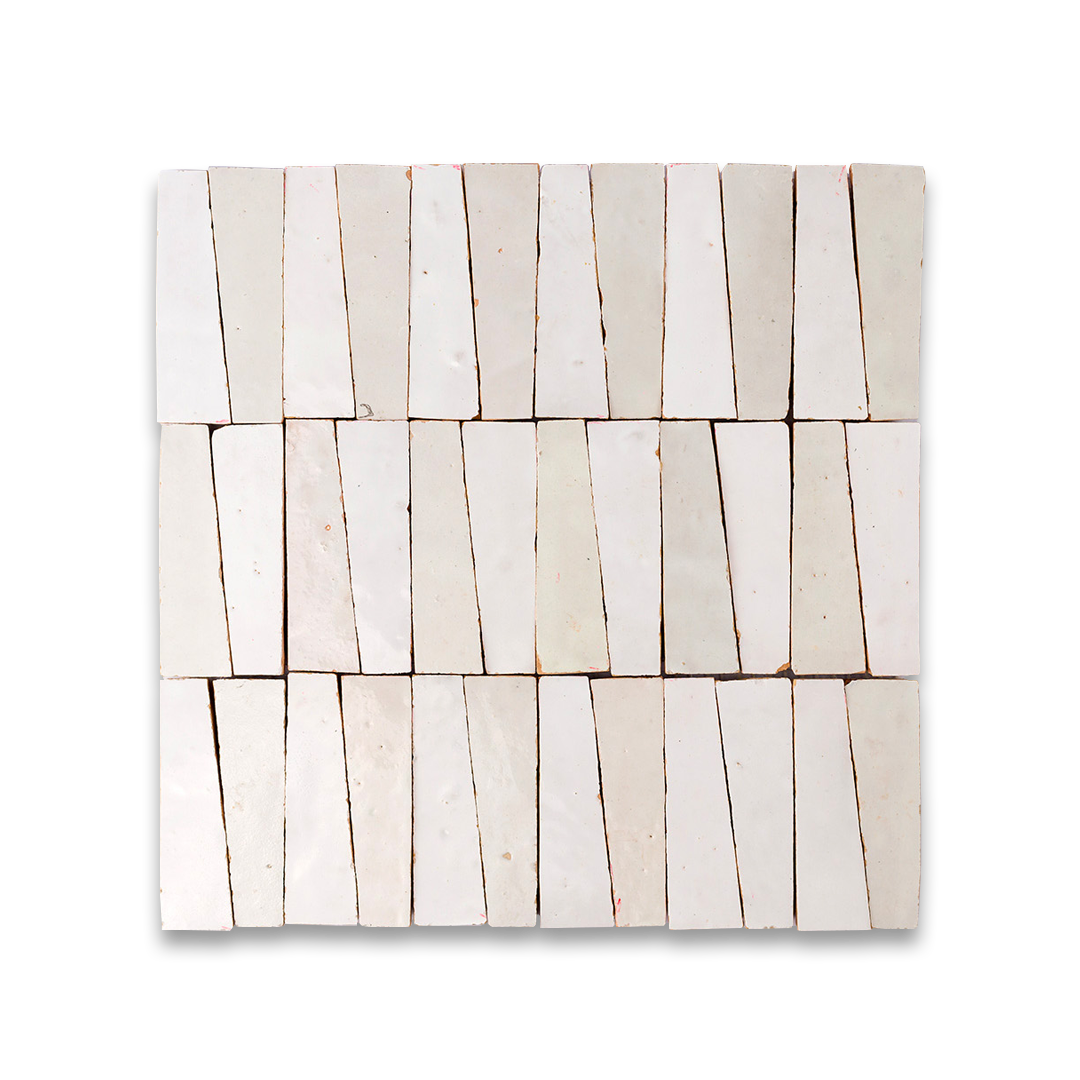 Rectangular ceramic tile with a striped pattern on a white background