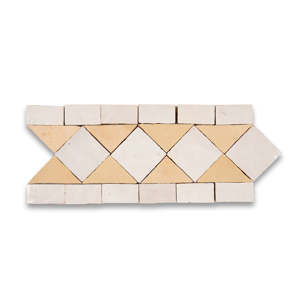 White and Terracotta Border Zellige