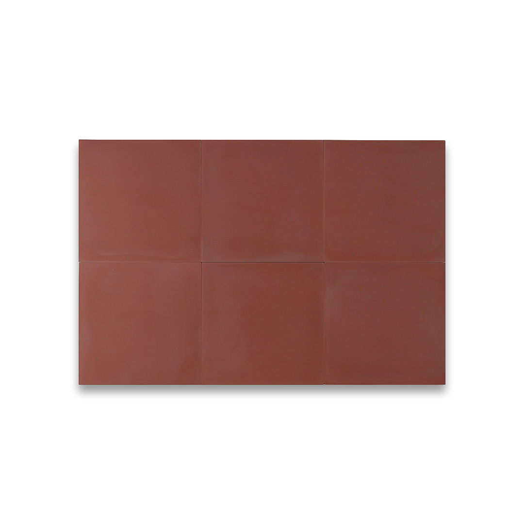 Cement tile featuring a solid aubergine purple-brown color with a smooth matte finish, handcrafted surface, ideal for modern, rustic, or Mediterranean interior flooring and wall décor applications.