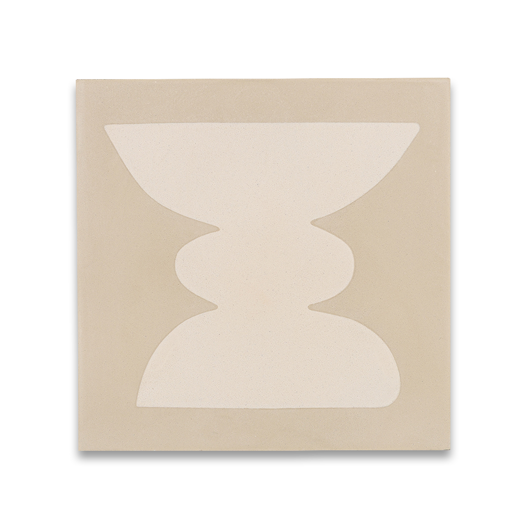 Beige cement tile featuring cream abstract geometric shapes with a modern artistic style, ideal for contemporary interiors, accent walls, or creative patterned floor designs.