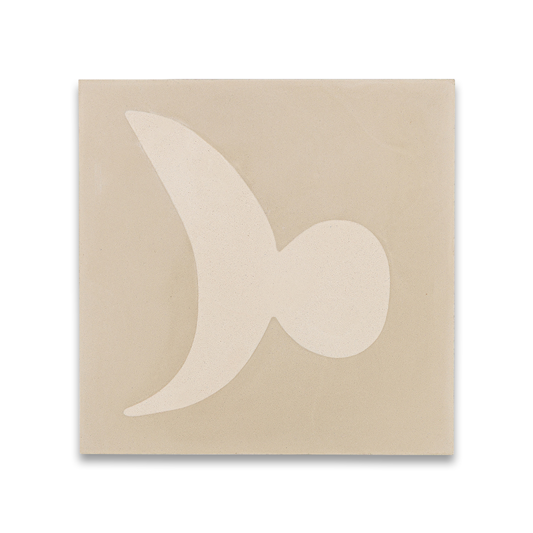 Beige cement tile featuring cream abstract geometric shapes with a modern artistic style, ideal for contemporary interiors, accent walls, or creative patterned floor designs.