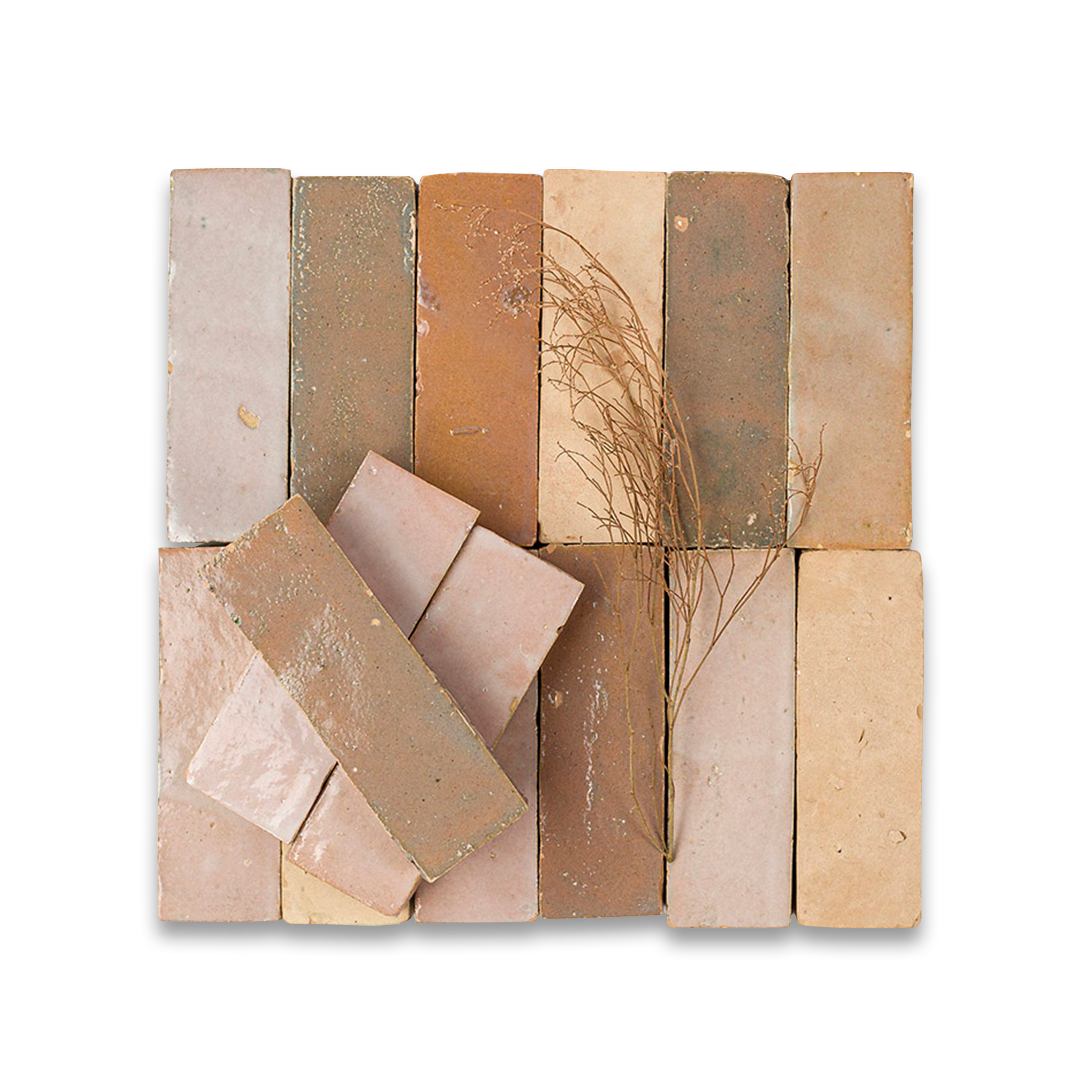 Light curved bathroom bricks arranged in neat rows, ideal for flooring, wall tiling, or creative interior design.