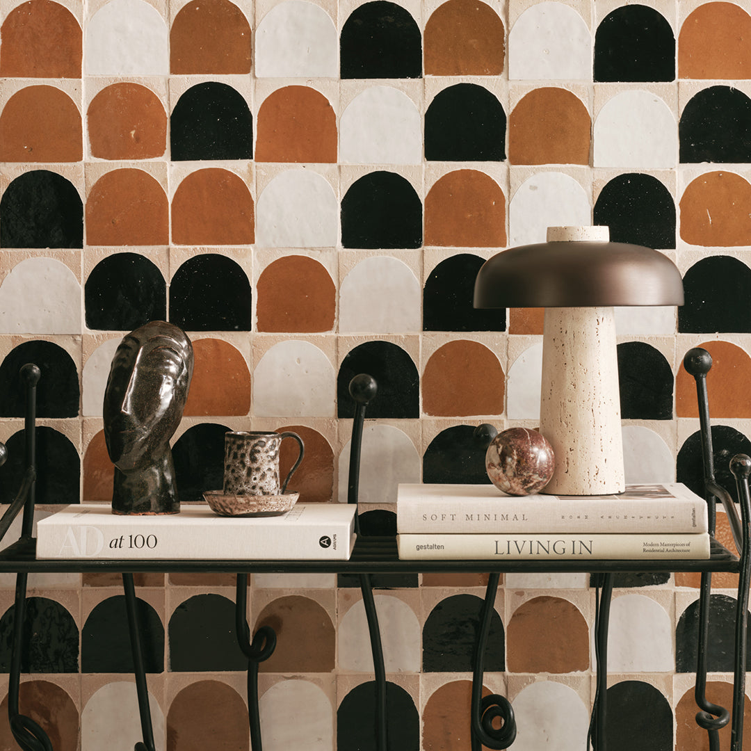 Black Arch Zellige, White Arch Zellige, Amber Arch Zellige