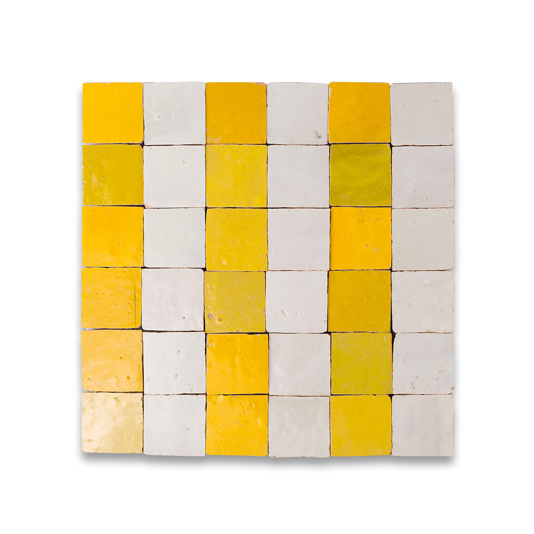 Zellige wall tiles with artisanal imperfections