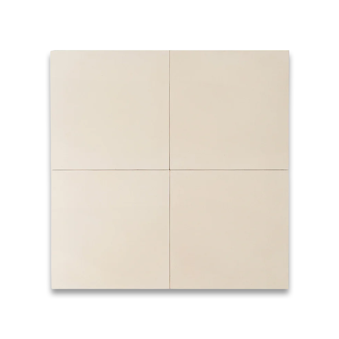 Ivory-colored cement tile with a smooth matte finish and subtle warm undertones, ideal for minimalist, contemporary, or Mediterranean-style flooring and wall design applications.