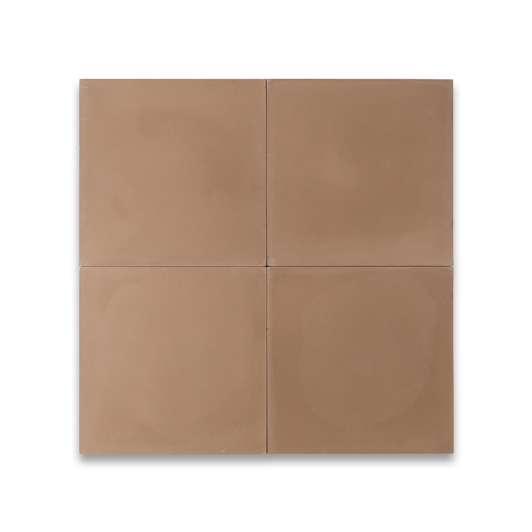 A solid warm brown color with a smooth matte finish, square shape, ideal for rustic, modern, or minimalist interior flooring and wall design applications.
