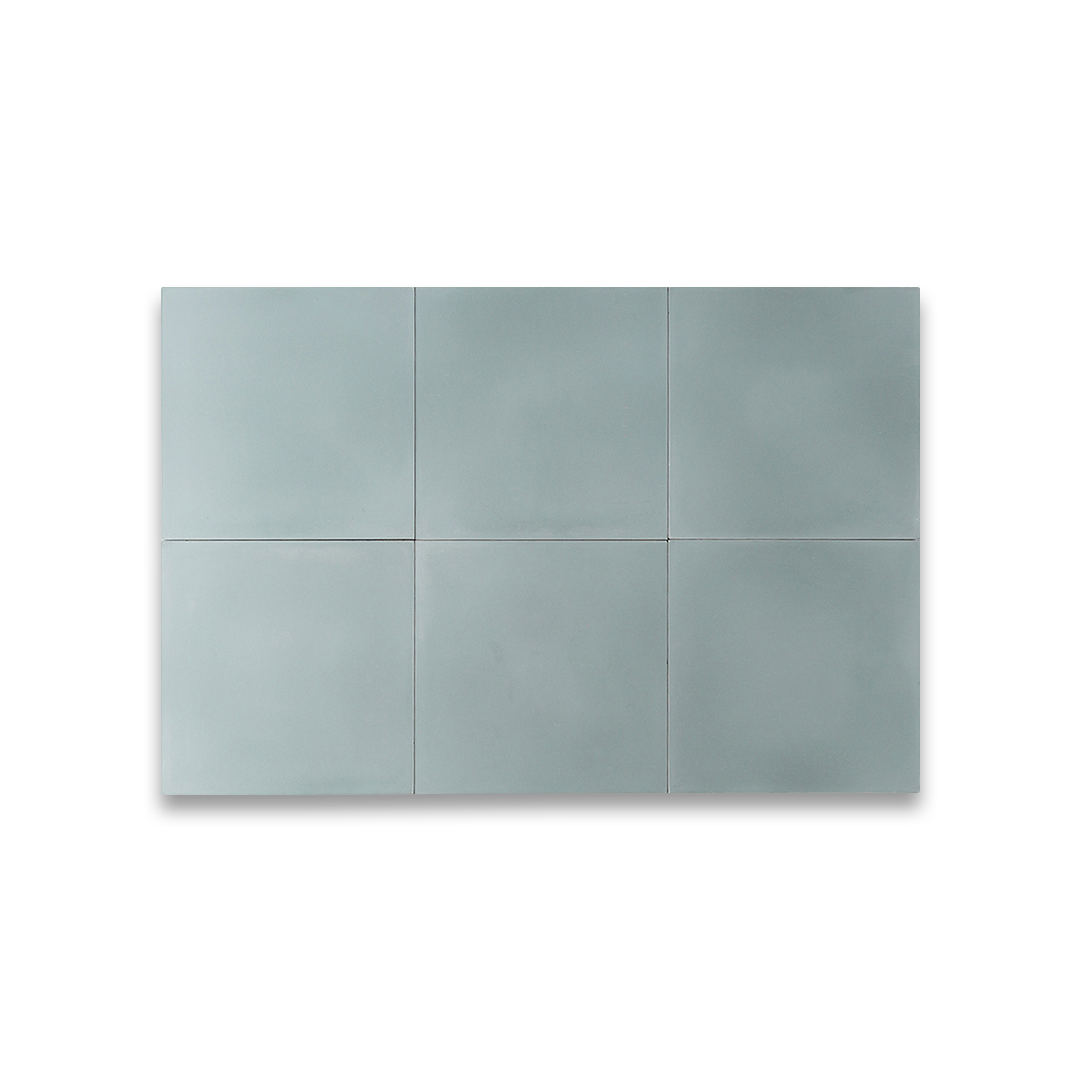 Cement tile featuring a solid muted teal blue color with a smooth matte finish, ideal for minimalist, modern, or contemporary interior flooring, wall cladding, and decorative design applications.