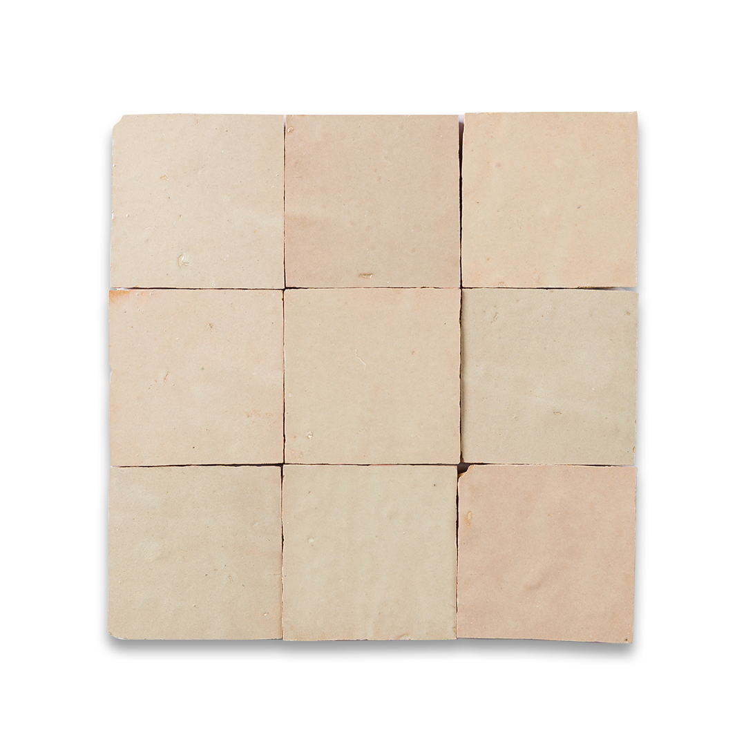 Nine beige square tiles arranged in a 3x3 grid on a white background