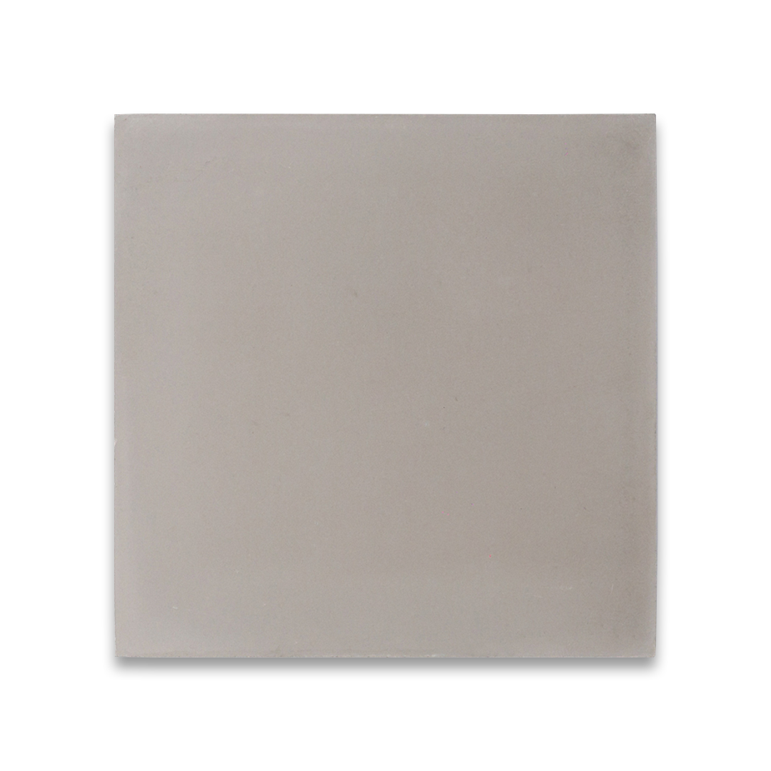 A solid light gray color with a smooth matte finish, square shape, ideal for modern, minimalist, or industrial interior flooring and wall design applications.