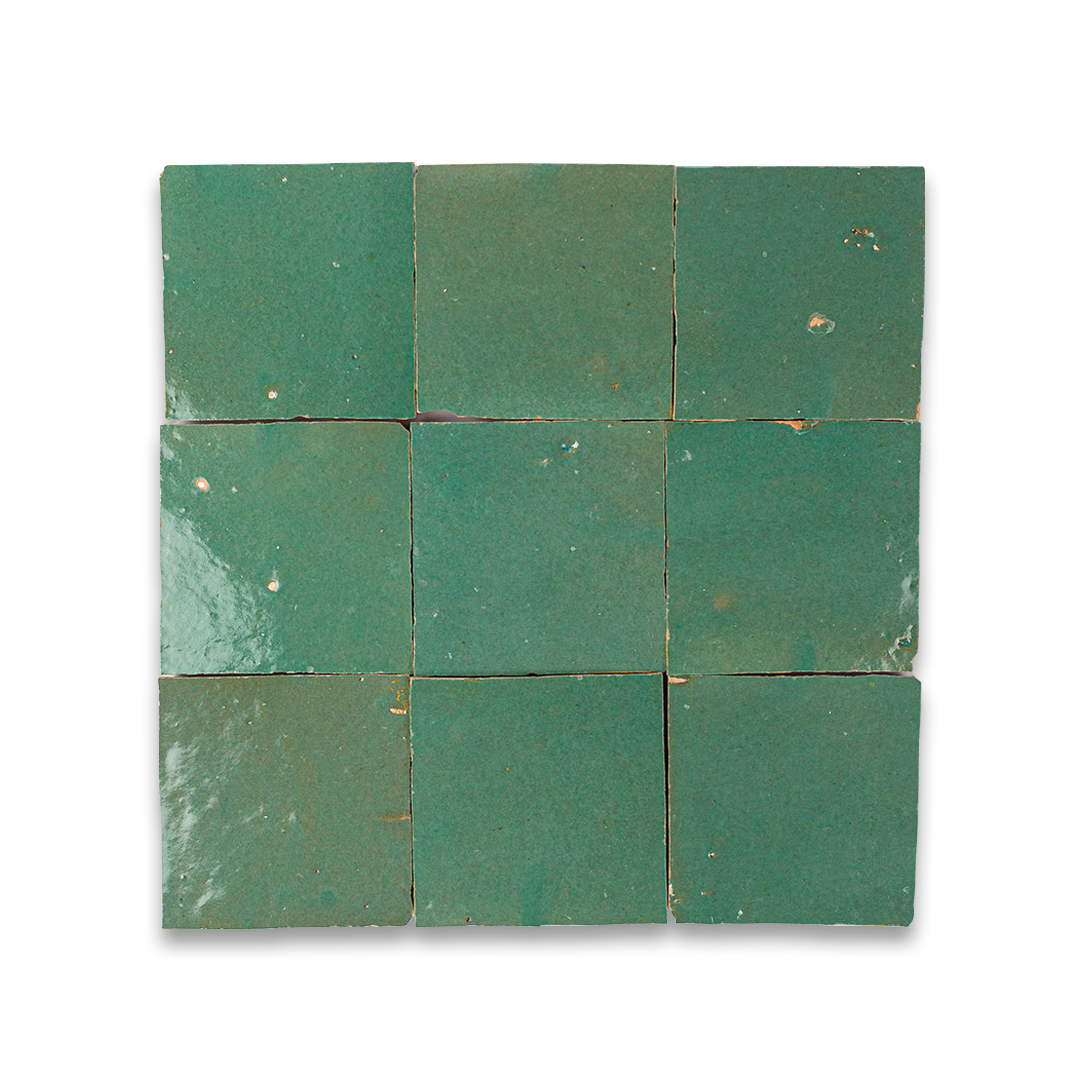 Nine green square tiles arranged in a 3x3 grid on a white background