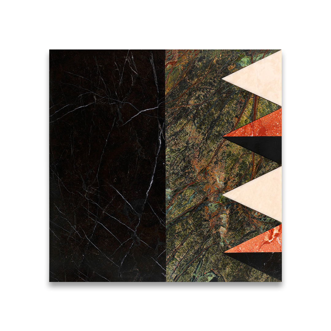 Two different types of marble or stone surfaces on a white background