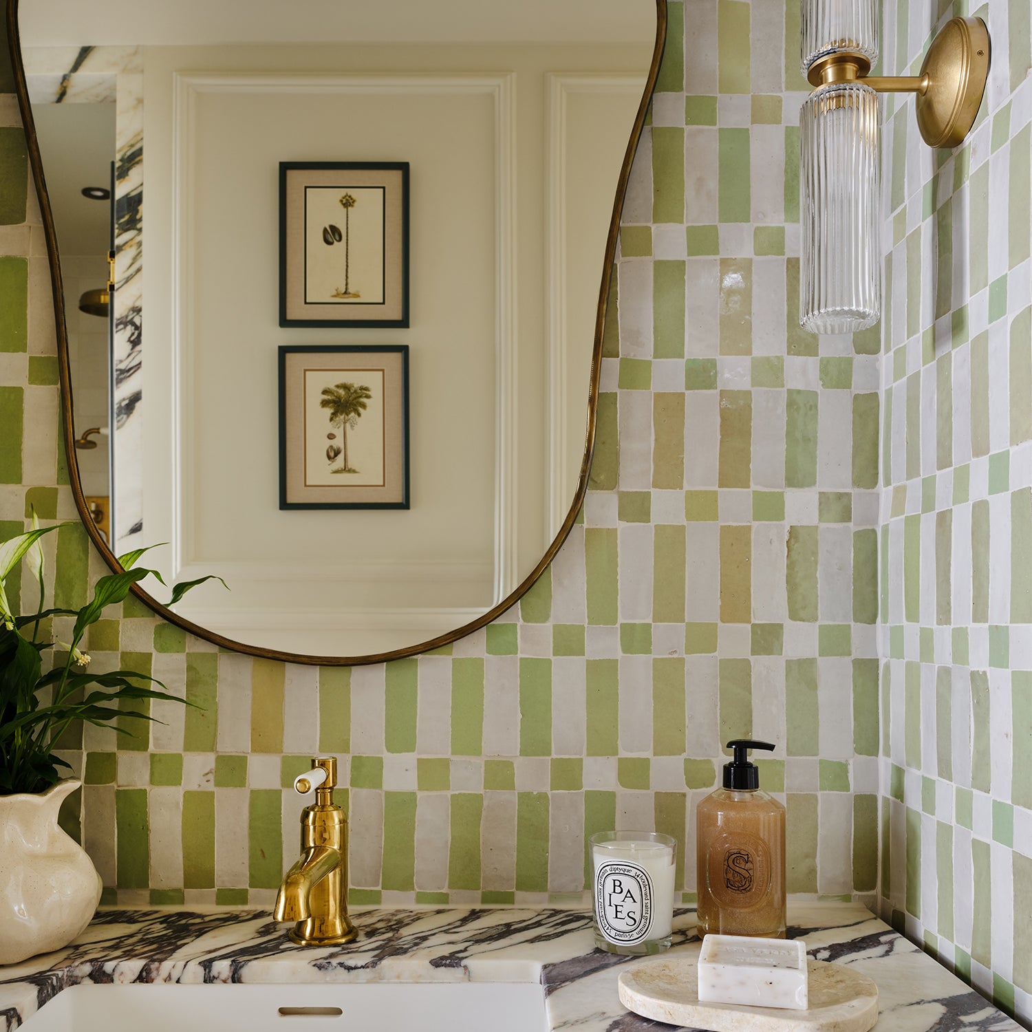 Colorful Zellige tiles with natural glaze variation