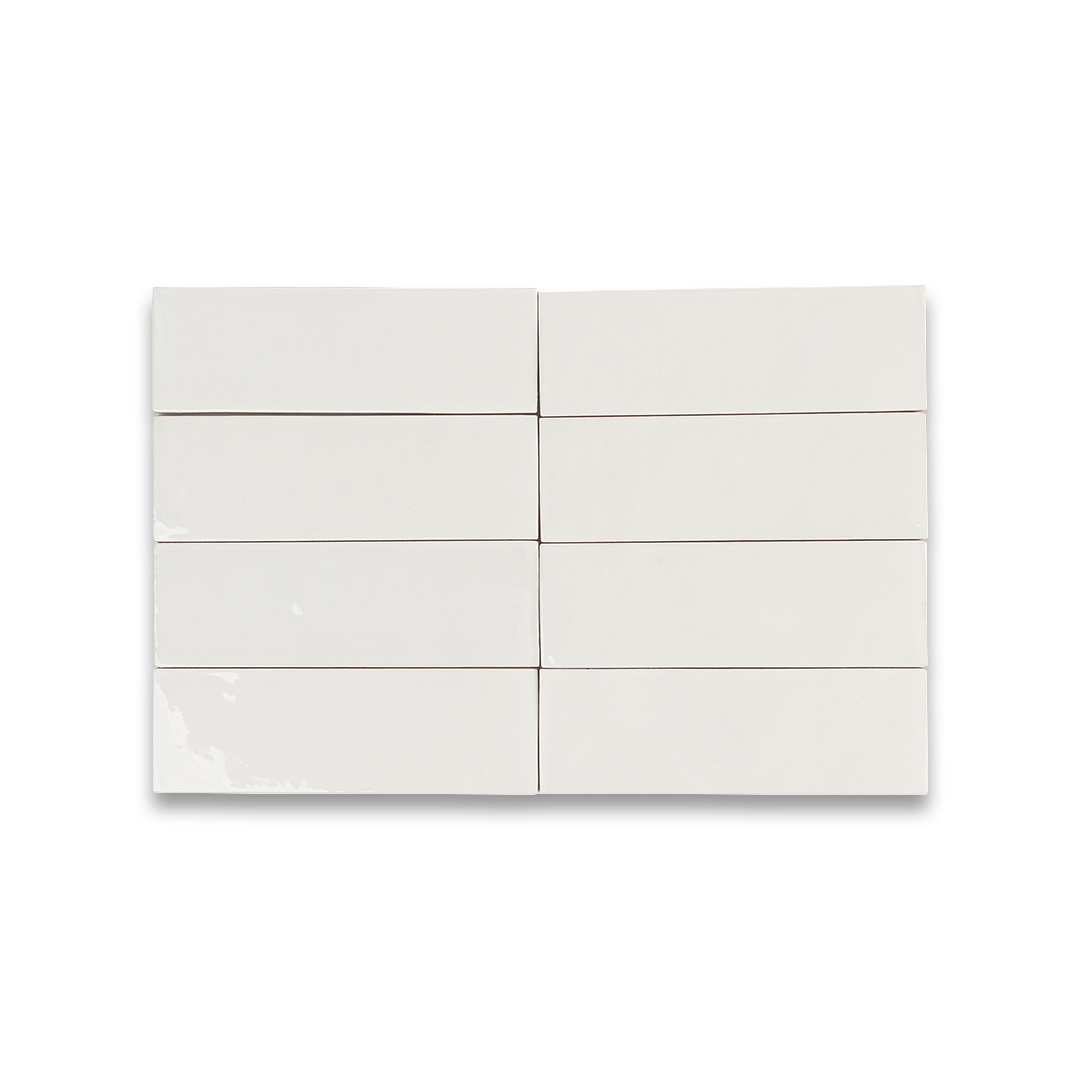 White ceramic bathroom tiles arranged in clean grid pattern, ideal for flooring, backsplash, or shower walls.