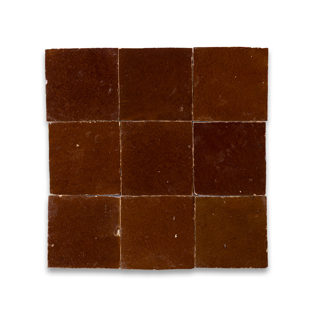 Square tile with brown square pattern on a white background