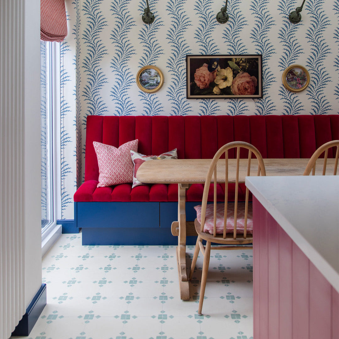 Contemporary cement tile featuring a soft beige base with subtle sage green corner accents, ideal for minimalist interiors, geometric wall layouts, or modern floor designs.