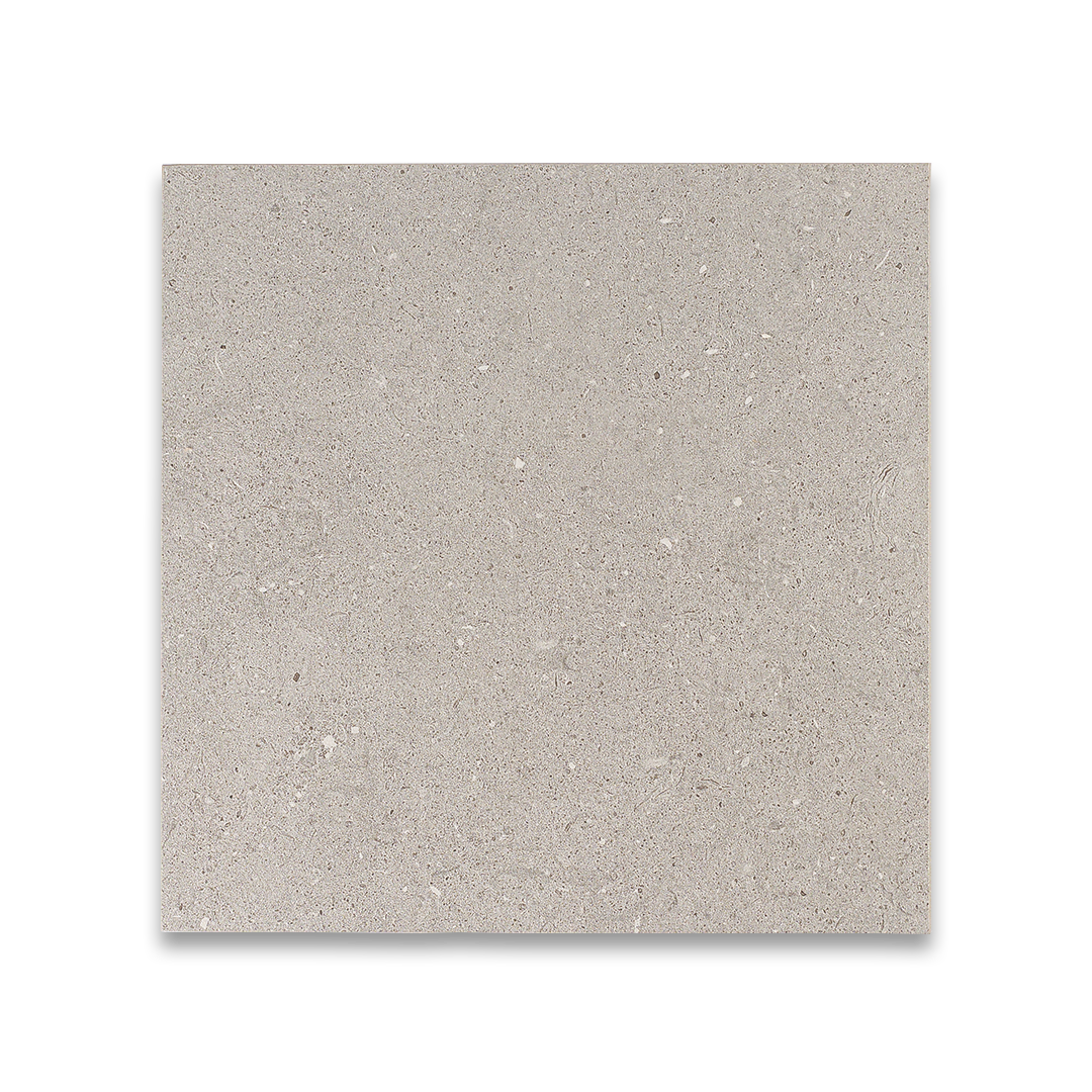 Square tile with a gray concrete texture on a white background